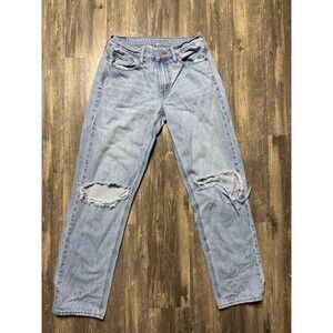 Women’s Size 6 American Eagle Mom Jeans Comfort Stretch Waistband Ripped 90s